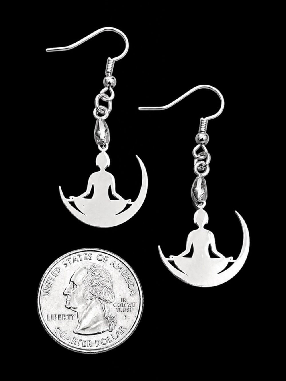 2 for $15 Meditative Moon Silver Drop Earrings